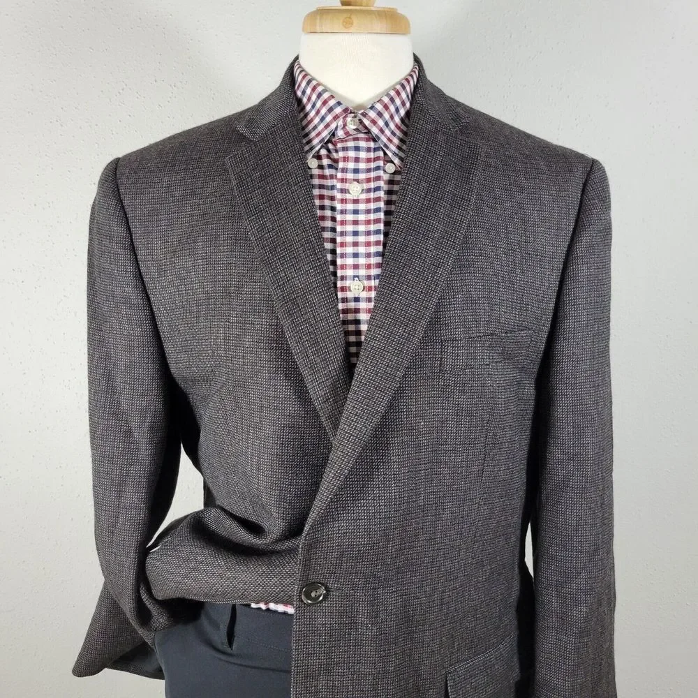 Chaps Men's Tweed Sport‎ Coat Blazer Two Button Brown Wool Size 46L